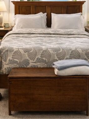 Greige Palms Quilted Woven Bedspread Luxury Blanket Woven Turkish Cotton Queen
